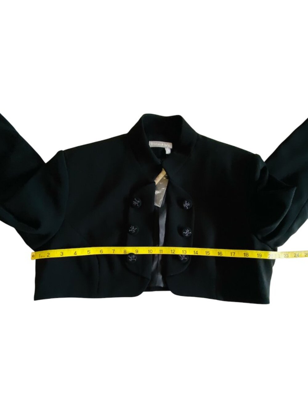 NWT Tristan & Iseut Black Cropped Bolero Jacket Military Embroidered Fit L Sz XL - Picture 7 of 9